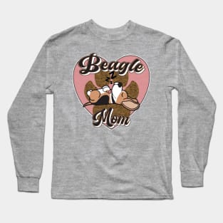 BEAGLE MOM CUTE BEAGLE SLEEPING ROSE PINK HEART PAW PRINT DESIGN Long Sleeve T-Shirt